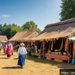 농촌관광기획사 이직 준비 팁 - A warm and inviting rural village scene during a local seasonal festival, featuring diverse communit...