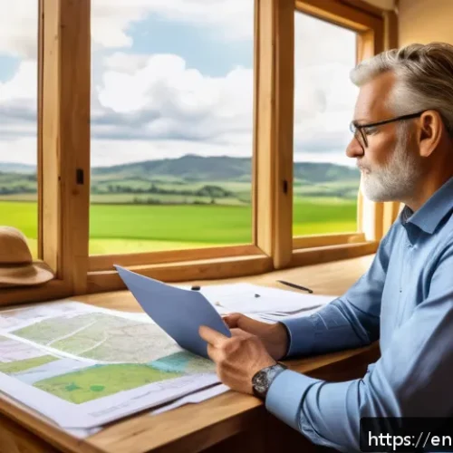 농촌관광기획사 자격증 시험 난이도 - A detailed illustration of a rural tourism planner at work: a middle-aged professional sitting at a ...