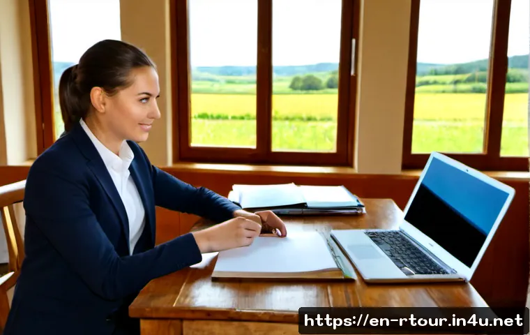농촌관광기획사 취업 인터뷰 준비 - Photorealistic rural tourism job interview preparation scene in a bright home office, confident youn...